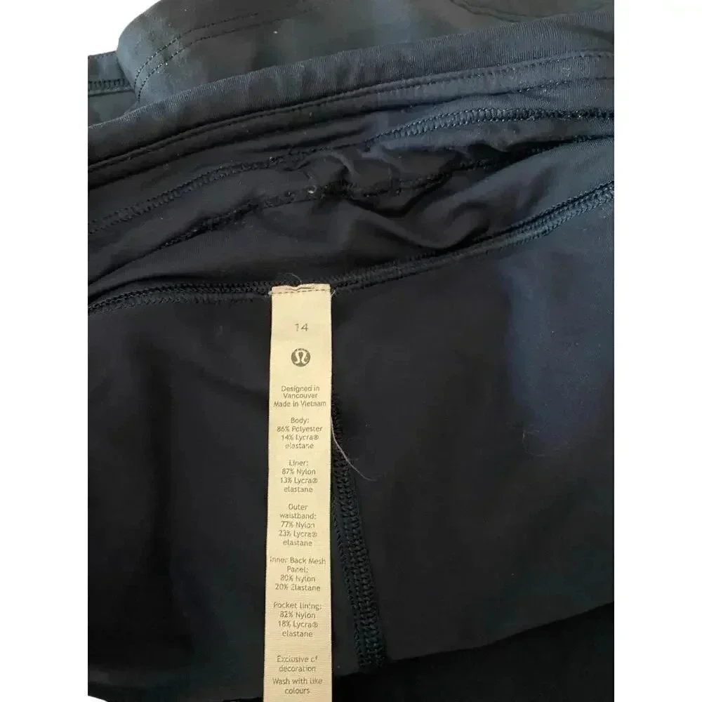 Lululemon Hyper Flow Pink Multi Black Print Pace Rival Mid-Rise Skirt Size 14